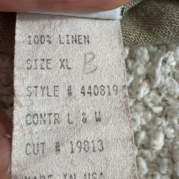 Cut loose Top womens Size XL button up linen shirt olive green Tunic minimalist - Picture 5 of 10